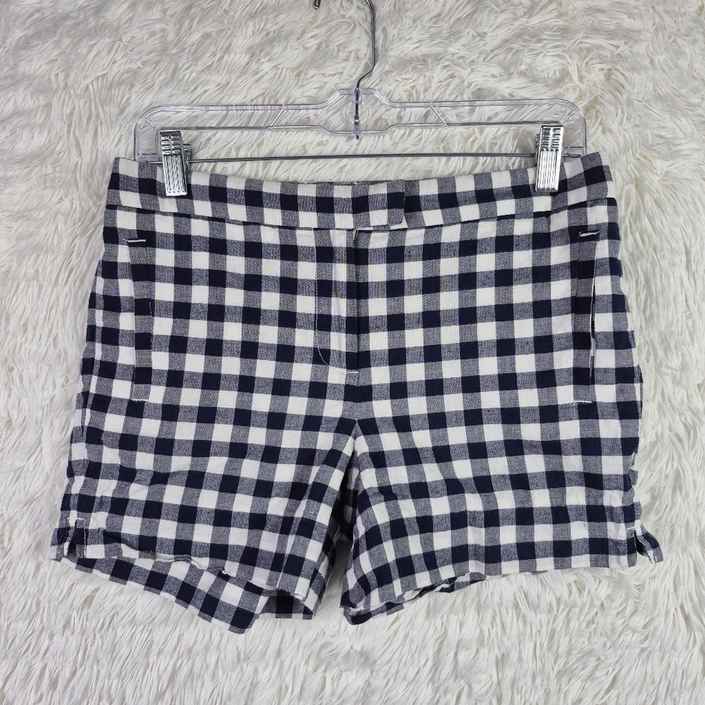 J. Crew Blue White Shorts Classic Gingham Preppy‎ Size 2 Beachy Preppy Classic